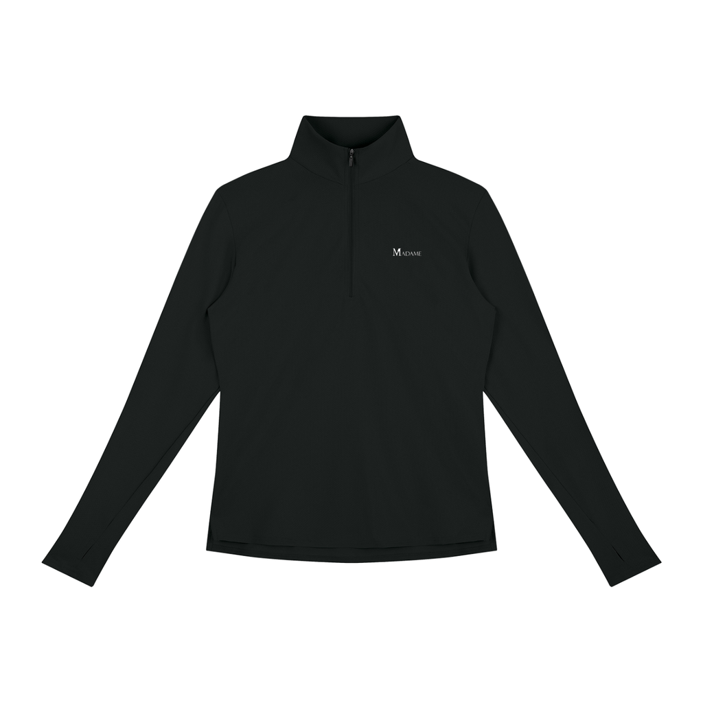 Black Madame Quarter-Zip Yoga Pullover